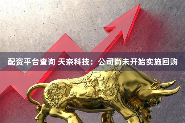 配资平台查询 天奈科技：公司尚未开始实施回购
