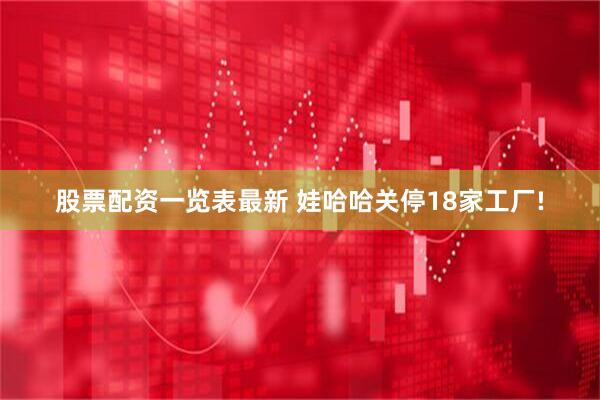 股票配资一览表最新 娃哈哈关停18家工厂!